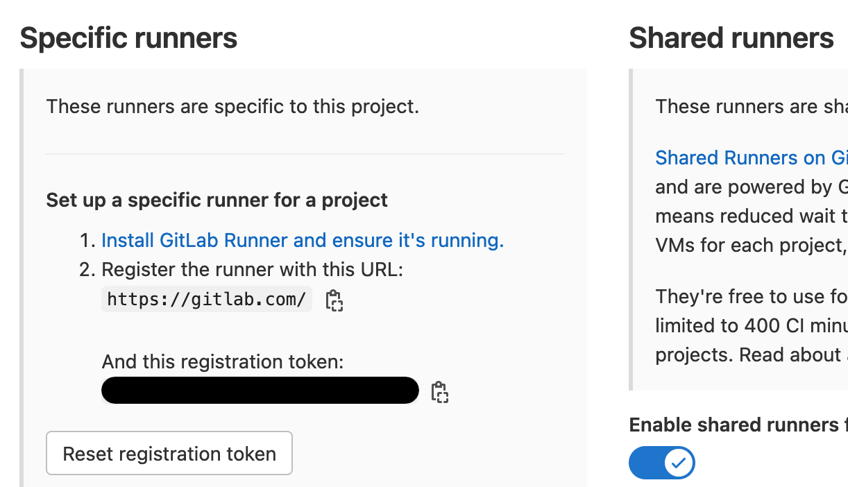 Example of Gitlab tokens